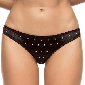 NWT KISSKILL Black Velvet Sparkle Panty with Crystals size Small